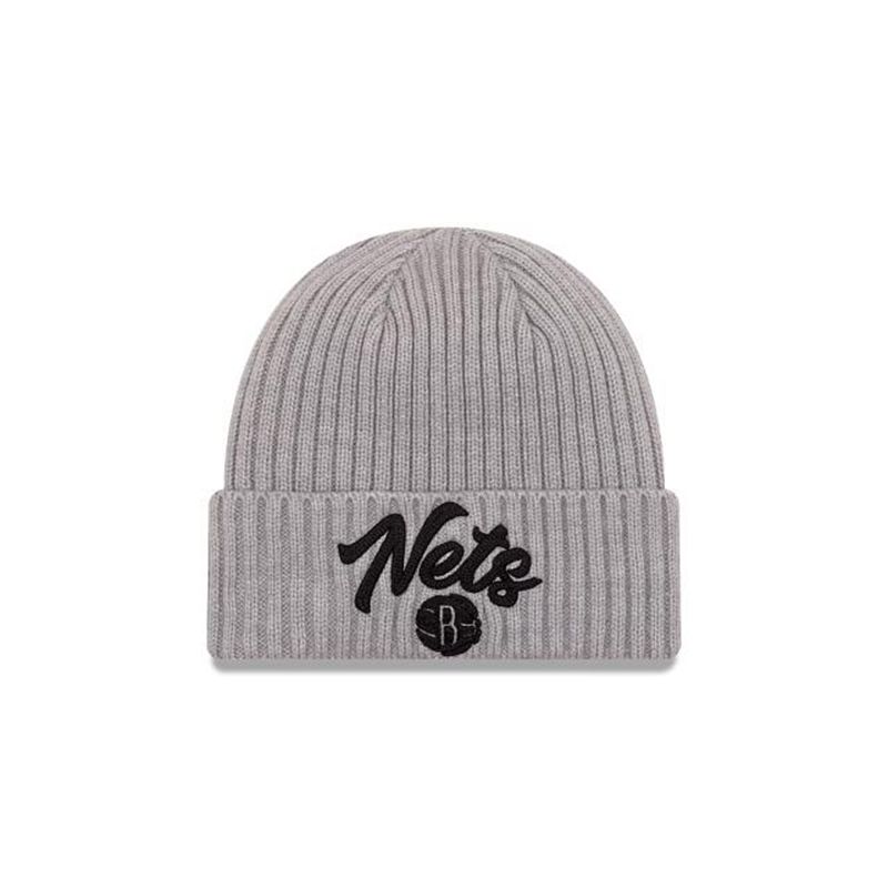 NBA Brooklyn Nets Draft Cuff Knit (RVQ8616) - Grey New Era Beanies